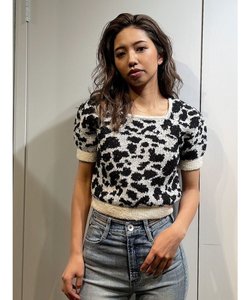 leopard pattern2WAYニットTOPS