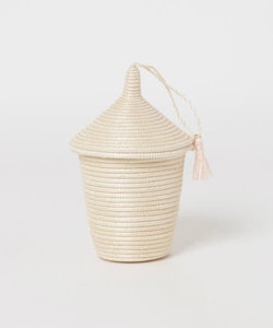 indigo africa　Mini White Tassel Basket