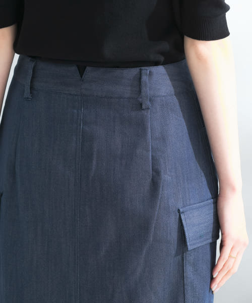【BLACK】リヨセルデニムポケットタイトスカート
