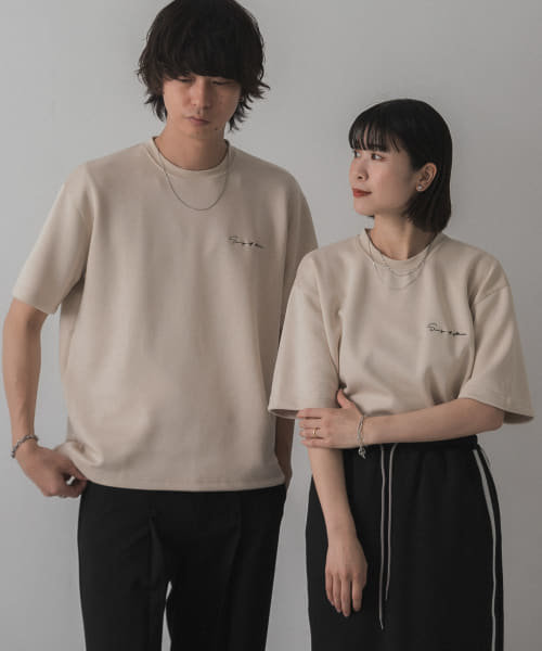 『ユニセックス』シシュウダンボールポンチTシャツ(5分袖)