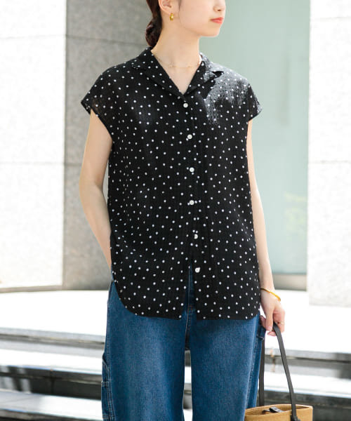 『MADE IN JAPAN』 ドットプリントオープンカラーシャツ