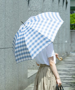 【晴雨兼用】because　ギンガムチェックバンブー長傘