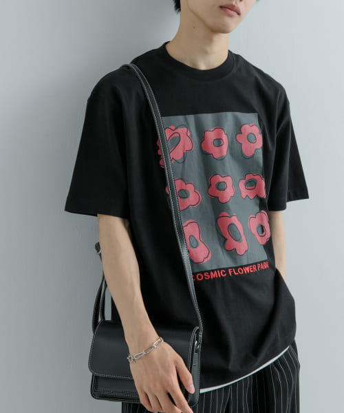 『ユニセックス』ポップアートフラワーグラフィックTシャツ C