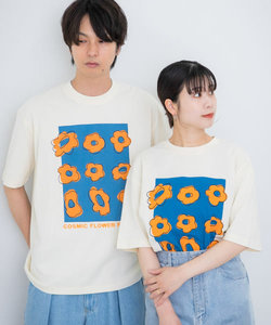 『ユニセックス』ポップアートフラワーグラフィックTシャツ C