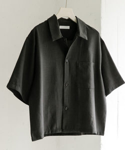 『イージーケア/セットアップ対応/ユニセックス』リネンライクボクシーシャツ(5分袖)