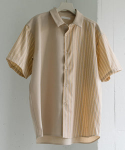 ストライプブロックドシャツ(5分袖)