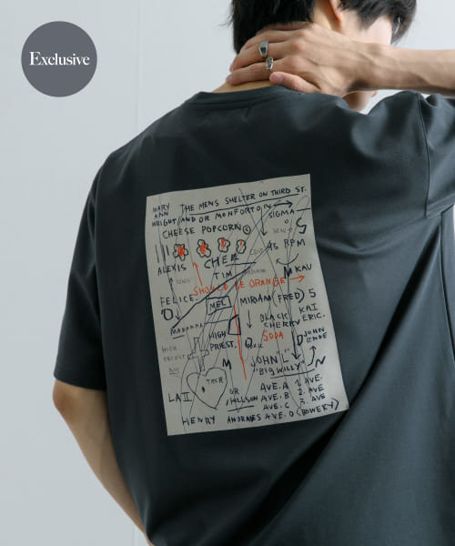 『別注』BASQUIAT×SENSE OF PLACE　グラフィックアートTシャツ(5分袖)E