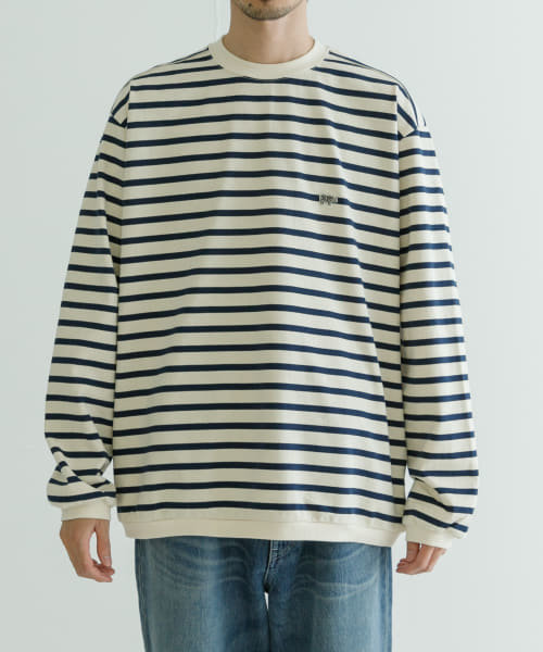 Scye　Striped Crew Neck T-Shirts