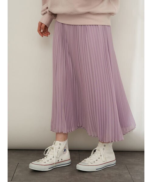 花言葉のあるすきな丈プリーツスカート ミモレ Earth Music Ecology