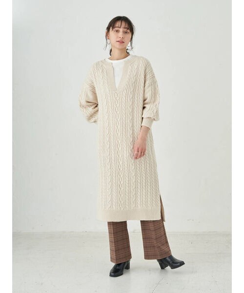 ヘンリーネックケーブルニットワンピース Earth Music Ecology アースミュージックアンドエコロジー の通販 Mall