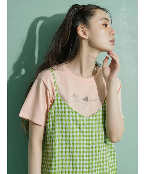 ・Petit Fleur ハナ&ハート刺繍Tシャツ
