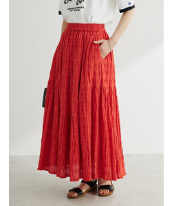 インド綿 段違いギャザーロングスカート
