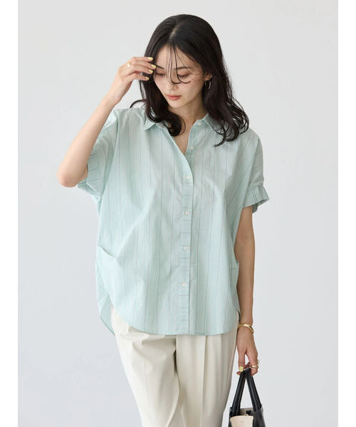 UVカット袖タックフレンチスリーブシャツ