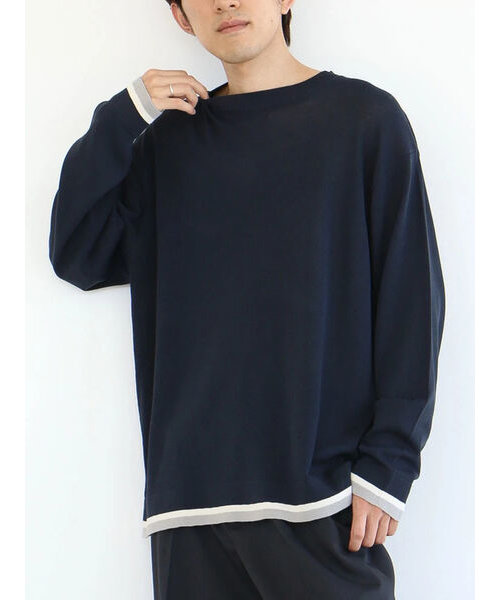 カラーシームリブニット ロングスリーブ TEE