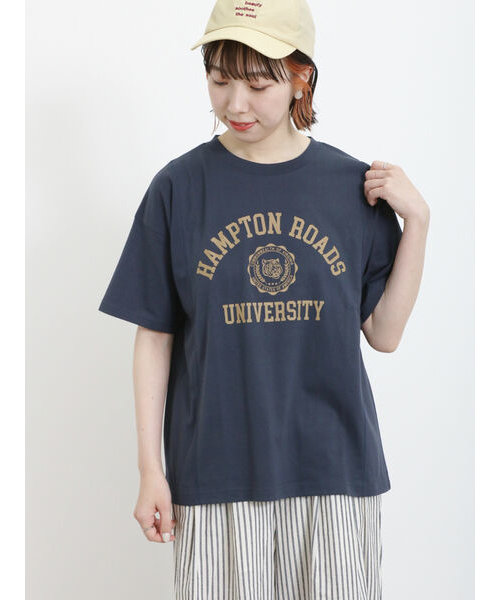 【汗染み防止】カレッジプリントTシャツ