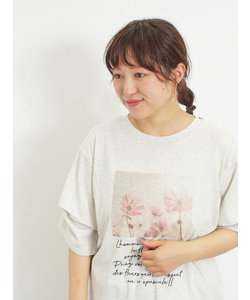 転写プリント袖タックTシャツ