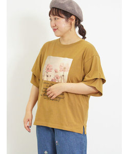 転写プリント袖タックTシャツ