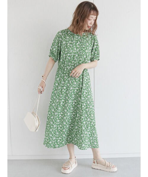 花柄クルーネックワンピース Ehka Sopo エヘカソポ の通販 Mall