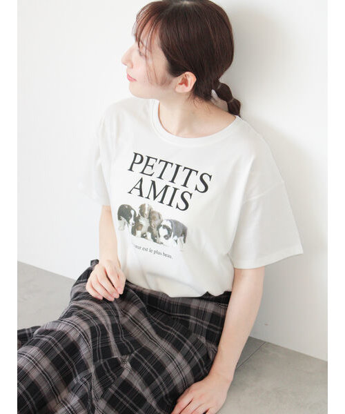 【接触冷感】犬モチーフプリントTシャツ