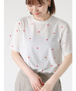 【接触冷感】ハート刺繍Tシャツ
