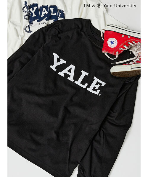 【YALE】カレッジロゴプリント長袖Tシャツ