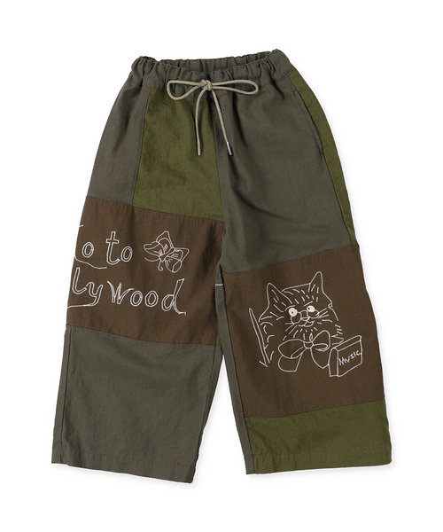 Linen Cotton Canvas Switching Embroidery Pants