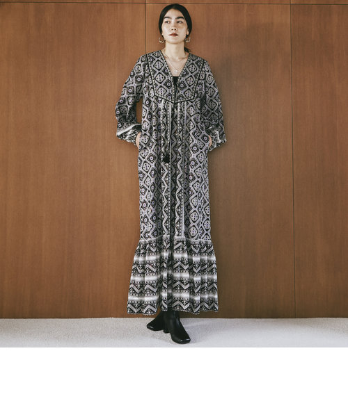 【EC・一部店舗限定】ＫＡＲＥＥＮＡ　ＳＱＵＡＲＥ　ＰＲＩＮＴ　ＴＡＳＳＥＬ　ＤＲＥＳＳ