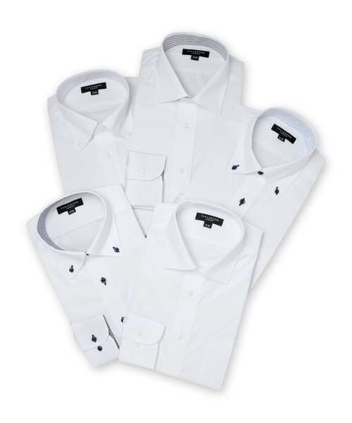 【WEB限定】タカキュー 形態安定抗菌防臭  ビジネスドレス長袖シャツ5枚セット