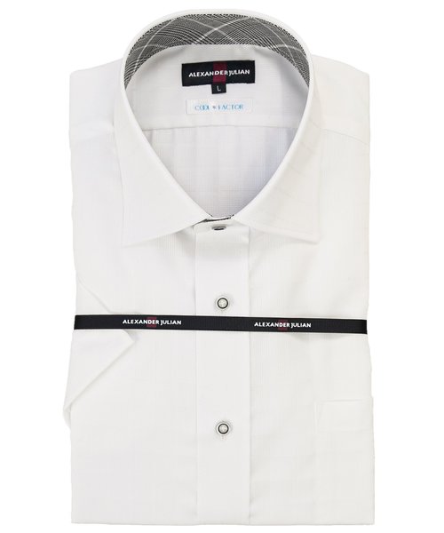 アレキサンダージュリアン クールファクター/COOLFACTOR ワイドカラー ビジネスドレス半袖シャツ