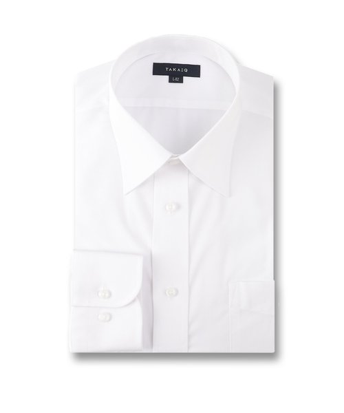 タカキュー 【白無地】形態安定 吸水速乾 レギュラーカラー ビジネスドレス長袖シャツ
