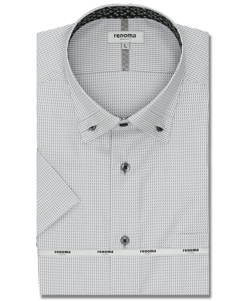 形態安定 スタンダードフィット 3枚衿風ボタンダウン半袖シャツ
