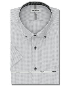 形態安定 スタンダードフィット 3枚衿風ボタンダウン半袖シャツ