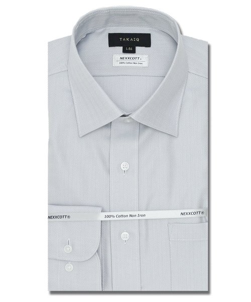 綿100% ノーアイロン スタンダードフィット ワイドカラー長袖シャツ TAKA-Q（タカキュー）の通販 mall