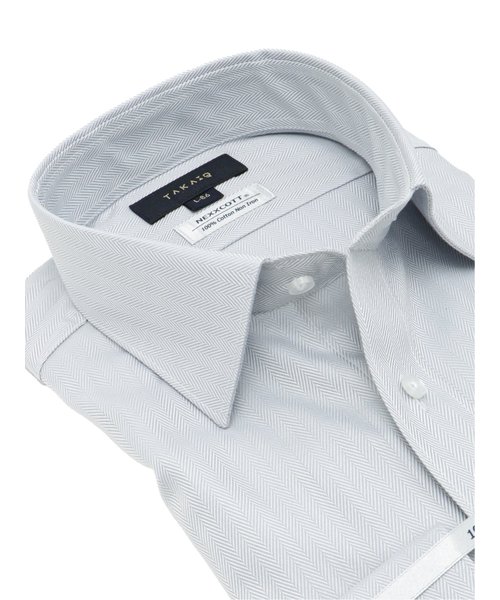 綿100% ノーアイロン スタンダードフィット ワイドカラー長袖シャツ TAKA-Q（タカキュー）の通販 mall