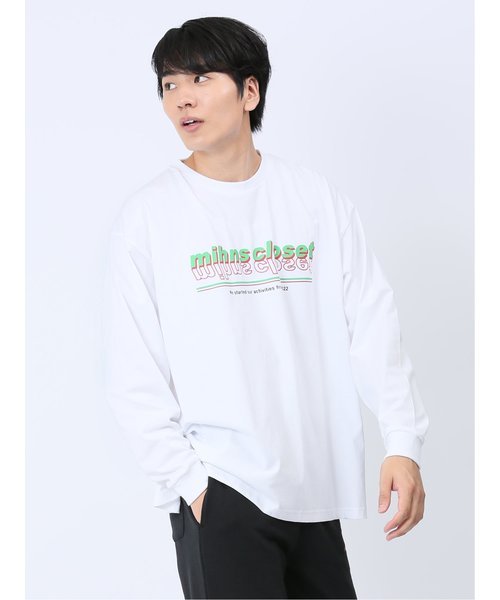 【WEB限定】ミンズクローゼット/mihns closet カラープリント クルー長袖Tシャツ 