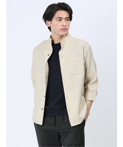 TechLinen スタンドカラー 7分袖シャツ