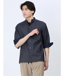 TechLinen スタンドカラー 7分袖シャツ