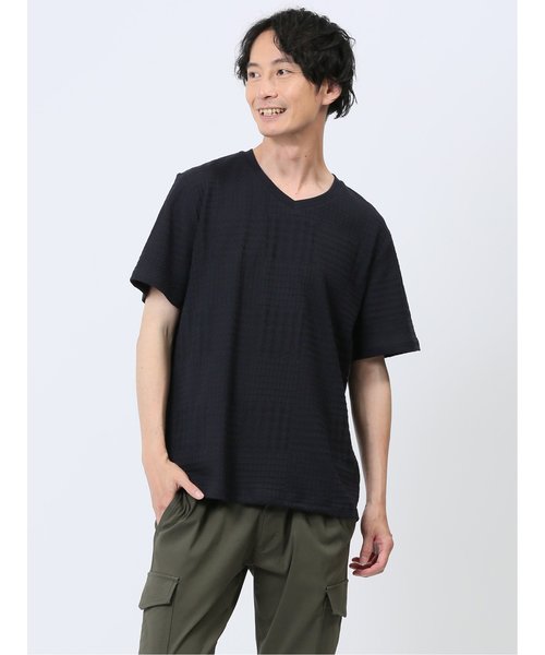 リンクスチェック Vネック半袖Tシャツ