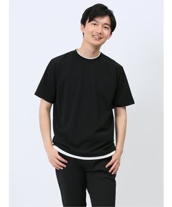 梨地 フェイククルーネック半袖Tシャツ