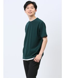 梨地 フェイククルーネック半袖Tシャツ