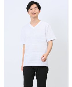 タックボーダー ダブルVネック半袖Ｔシャツ