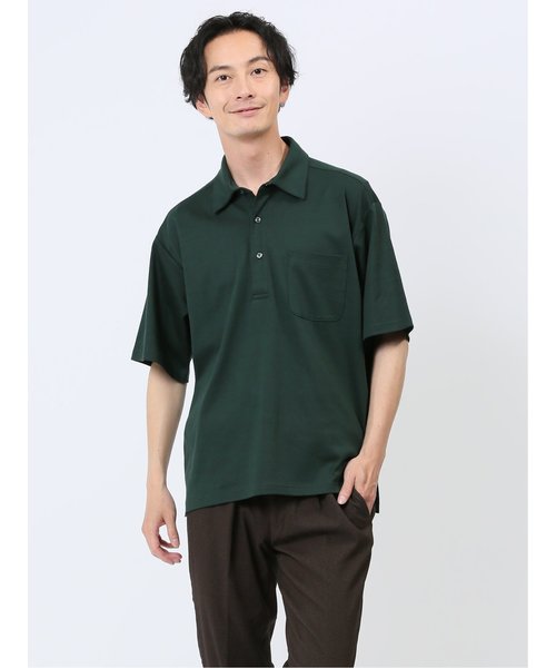 【DRESS POLO-SHIRT】綿ストレッチ オーバーサイズ 半袖ポロシャツ