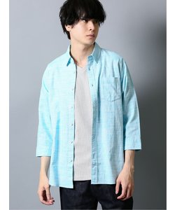 セマンティックデザイン 綿麻 ハケメ レギュラーカラー7分袖シャツ