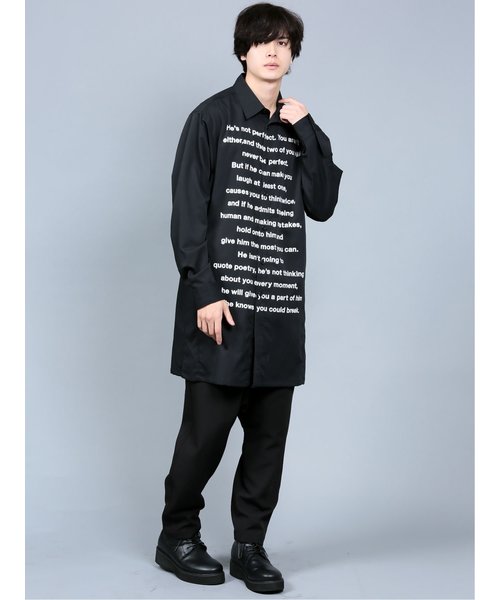 シェラック/SHELLAC ロゴプリント 長袖ロングシャツ | semantic design