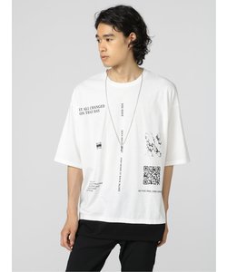 セマンティックデザイン ネックレス付き クルーネック 半袖BIGTシャツ