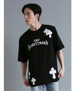 クロスアップリケ クルーネック半袖ルーズTシャツ