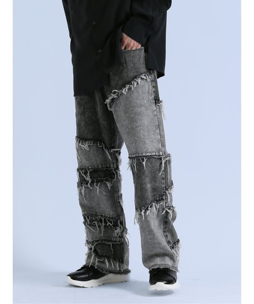 mxxshopsemantic design zip design denim jeans