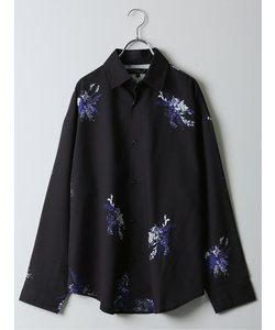 フラワープリント レギュラーカラー長袖シャツ