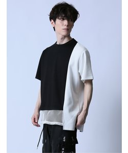 メッシュ切替 アシメ半袖Tシャツ