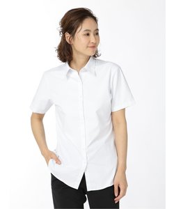 【透け防止】【白無地】形態安定 レギュラーカラー半袖シャツ